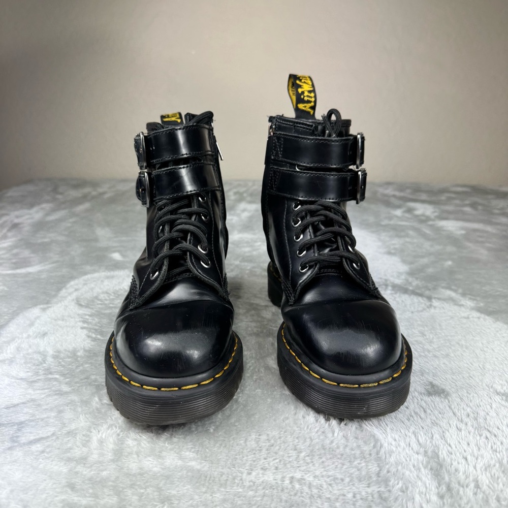 Dr. Martens Black Leather Lace Up/Zip Buckle Ankle Boots Good Condition W Wear - Picture 2 of 15